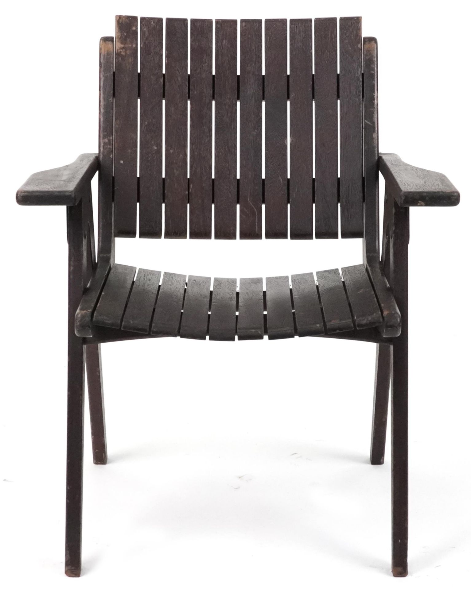 Autoban, stained teak slice chair, 81cm high - Image 2 of 5