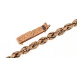 Russian rose gold jewellery clasp and a broken 9ct gold rope twist necklace, the largest 21cm in