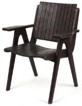 Autoban, stained teak slice chair, 81cm high