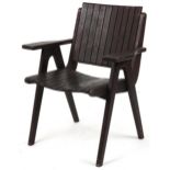 Autoban, stained teak slice chair, 81cm high