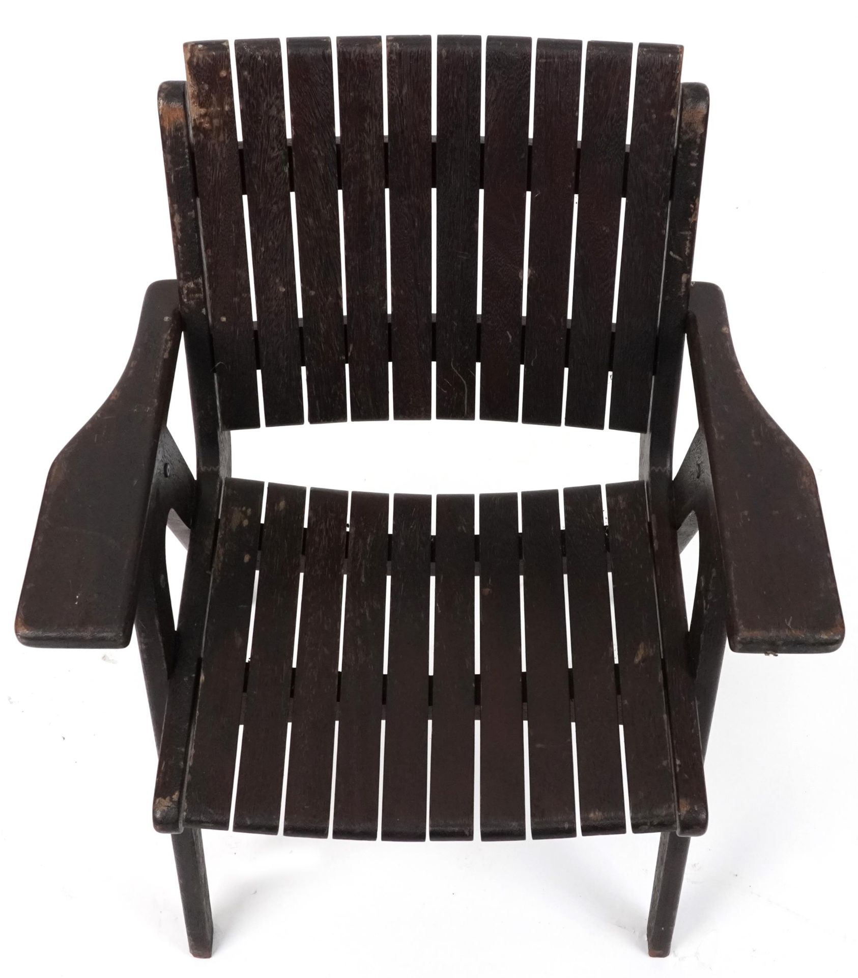 Autoban, stained teak slice chair, 81cm high - Image 3 of 5