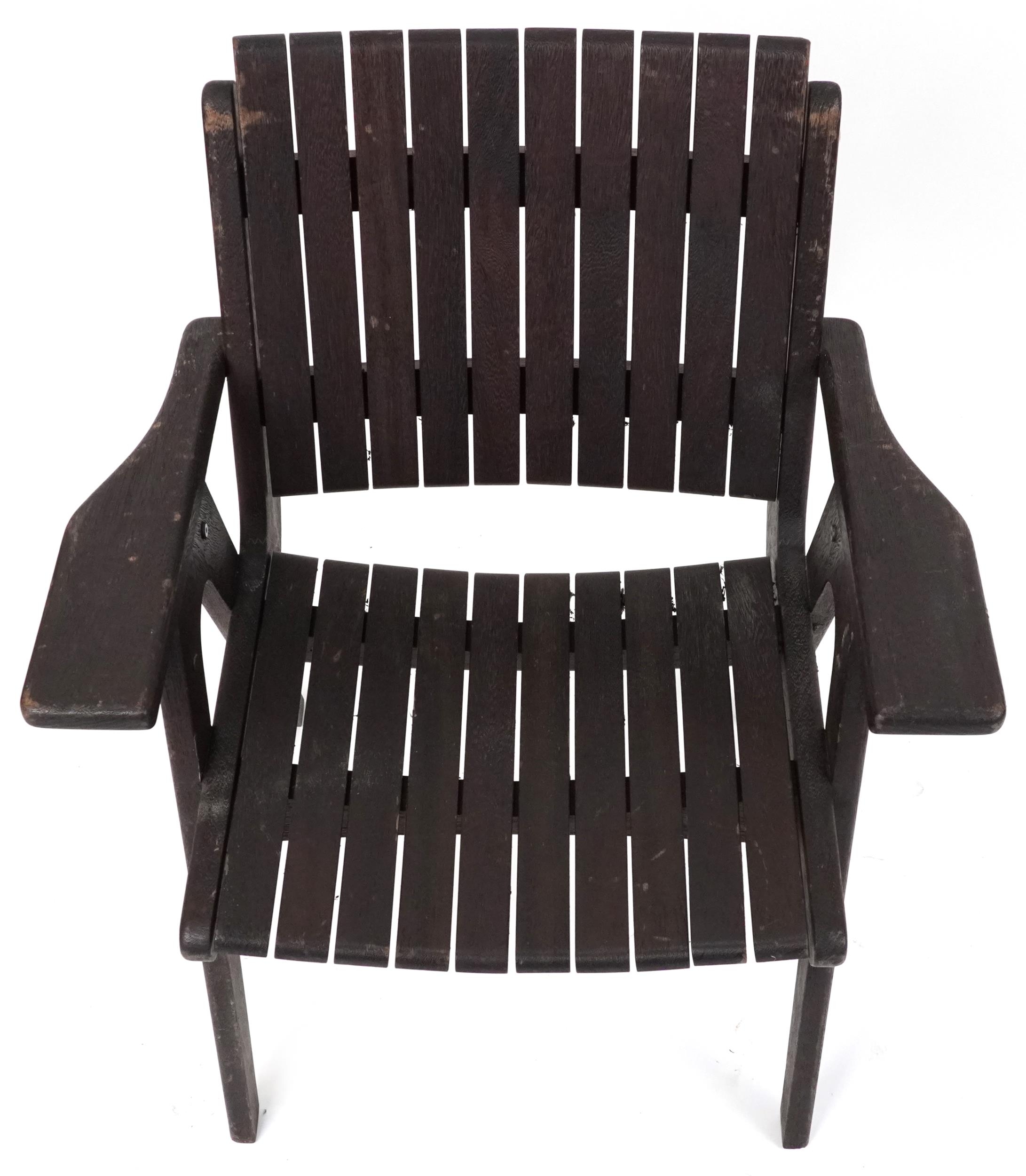 Autoban, stained teak slice chair, 81cm high - Image 3 of 5