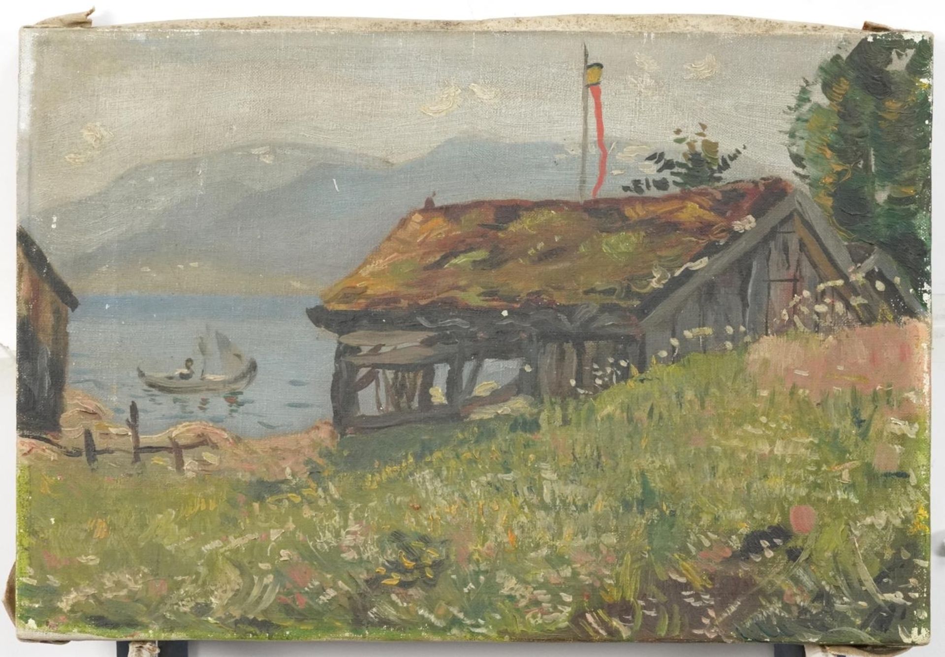 Attributed to Hans Dahl - Balestrand lake scene, late 19th/early 20th century Norwegian school oil - Image 2 of 4