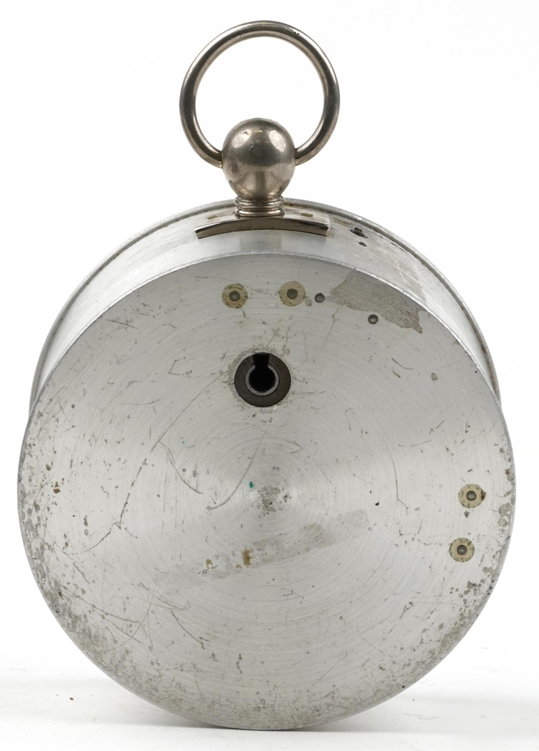 Vintage night watchman's clock with silvered circular dial having Arabic numerals numbered 236162, - Image 3 of 5