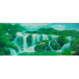 Wall hanging illuminated moving waterfall picture, 98cm x 48cm