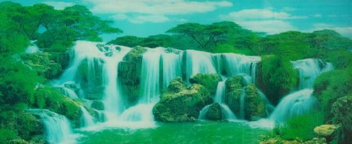Wall hanging illuminated moving waterfall picture, 98cm x 48cm