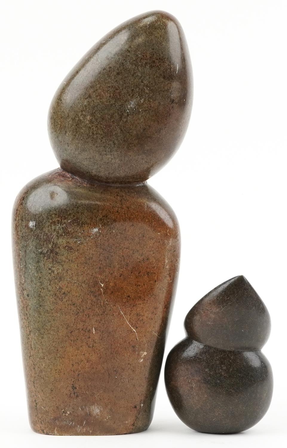 Edward Chiwawa, mid century Zimbabwean figural stone carving and a similar example of a stylised - Image 2 of 3
