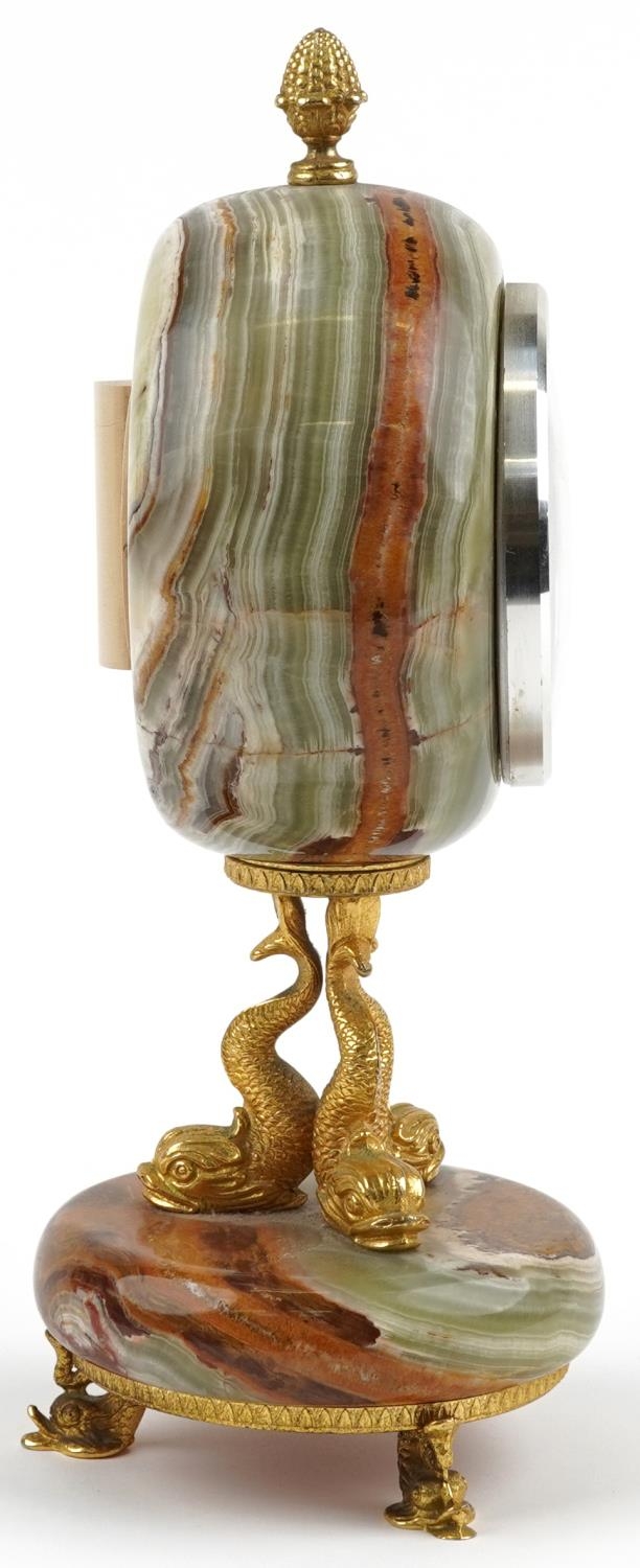 Xavier of London, 19th century style onyx and gilt metal mantle clock with classical dolphin - Image 5 of 5