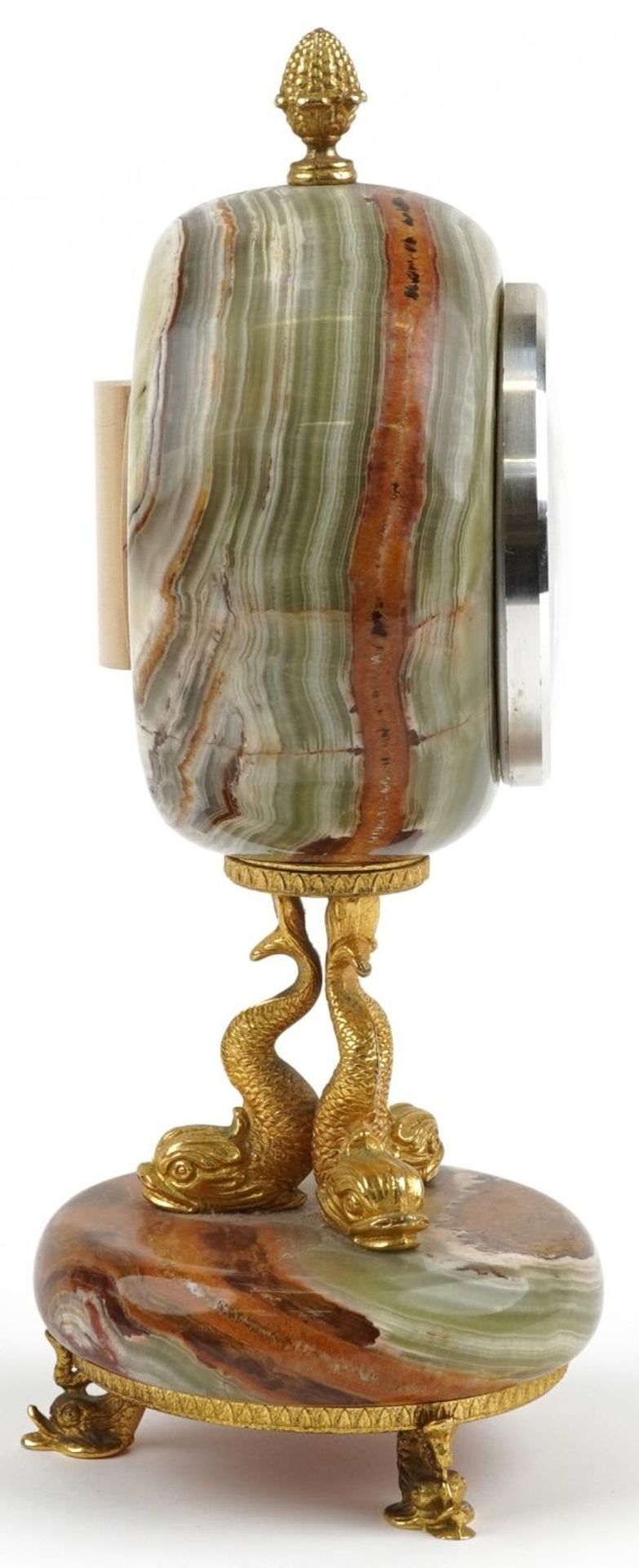 Xavier of London, 19th century style onyx and gilt metal mantle clock with classical dolphin - Bild 5 aus 5