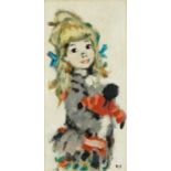 Manner of Marcel Dyf - Portrait of a young female, French Impressionist oil on canvas, mounted and