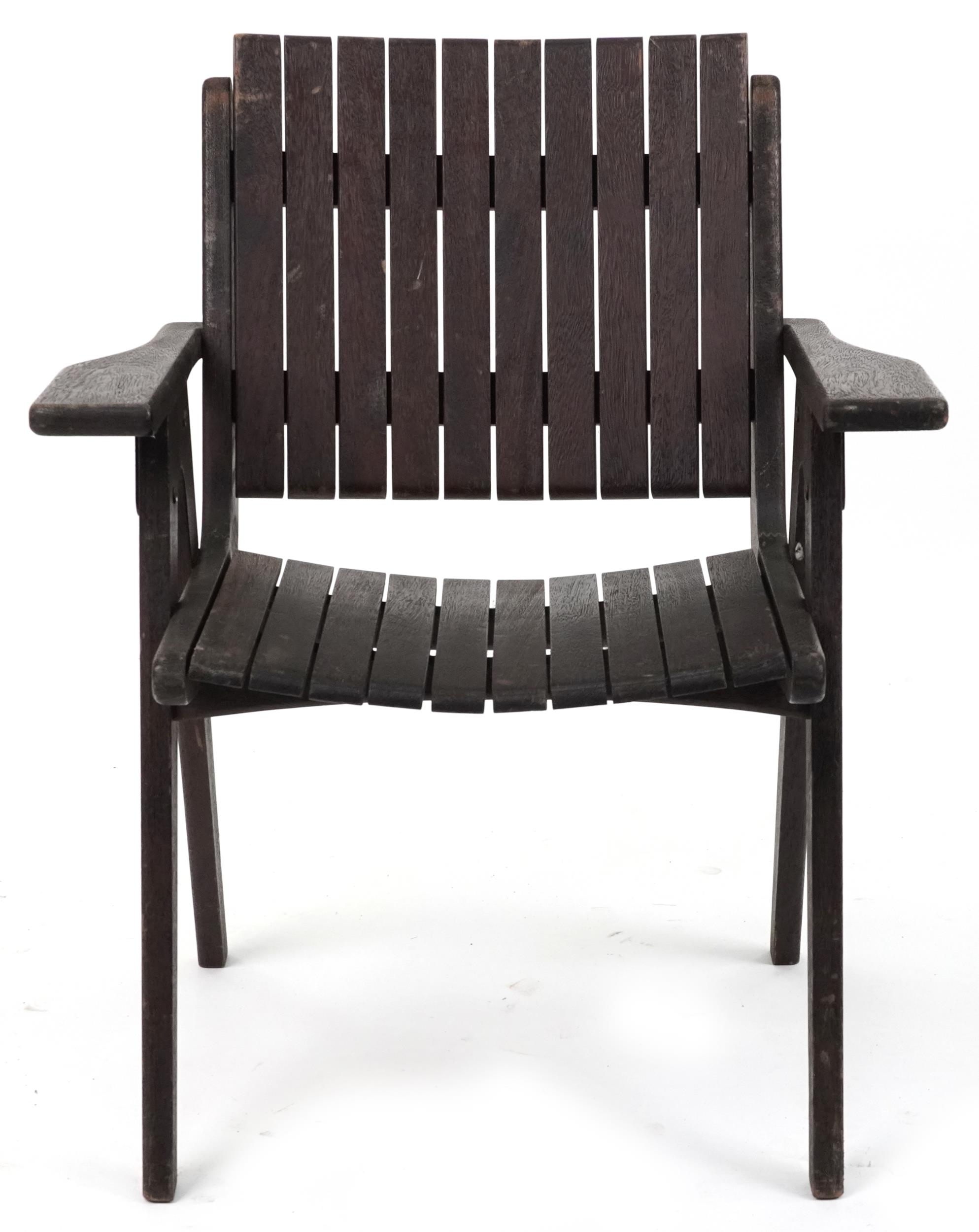 Autoban, stained teak slice chair, 81cm high - Image 2 of 4