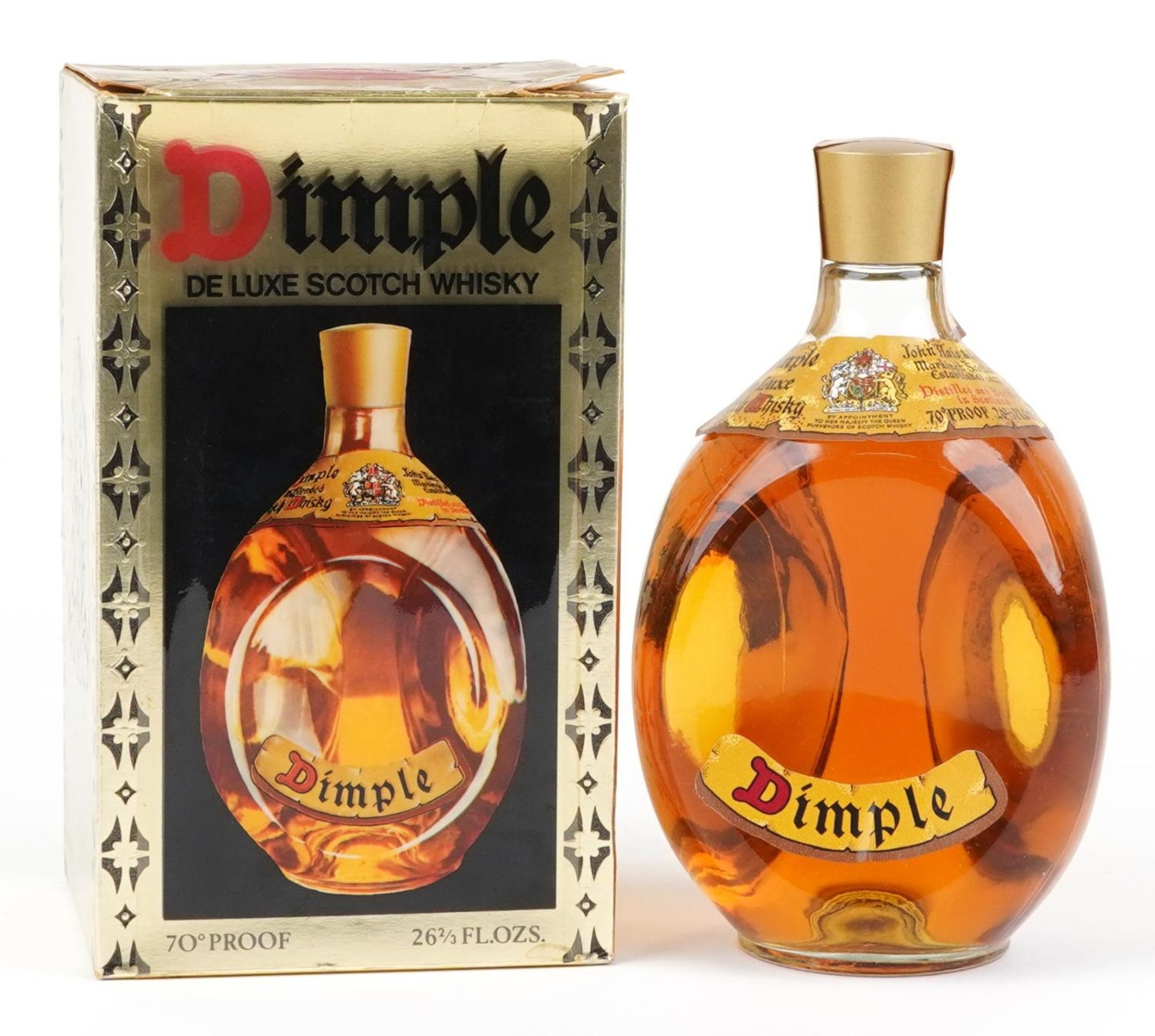 Bottle of Dimple Deluxe Scotch Whisky with box