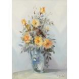 Still life flowers in a vase, European school Impressionist oil on canvas, mounted and framed,