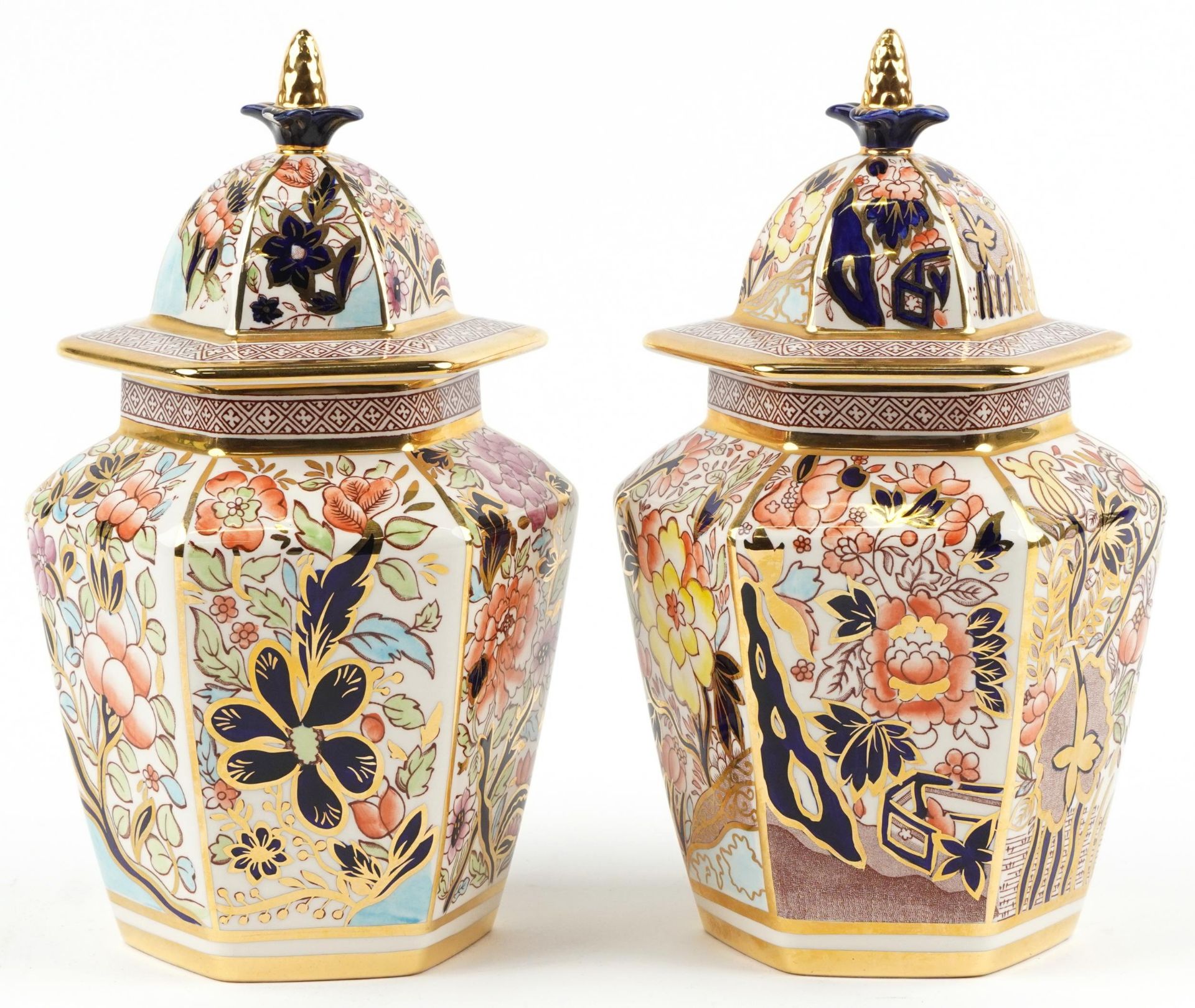 Pair of Mason yellow and orange Siam hexagonal vases with covers, each limited edition of 2000, each - Bild 2 aus 6