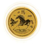 Elizabeth II Australian 2014 1/10th ounce Year of the Horse gold five dollars