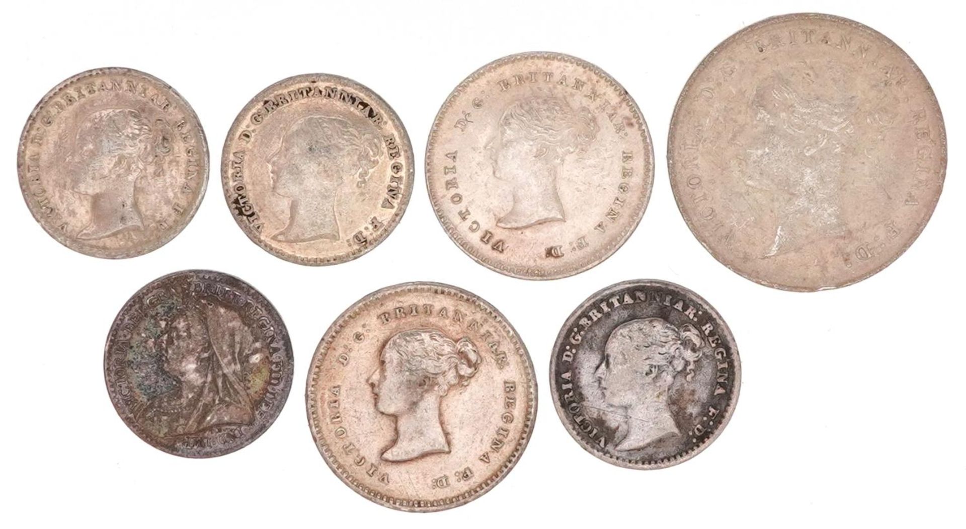 Seven Victorian silver Maundy coins comprising four pennies dates 1840, 1857, 1867 and 1898, two - Image 2 of 2