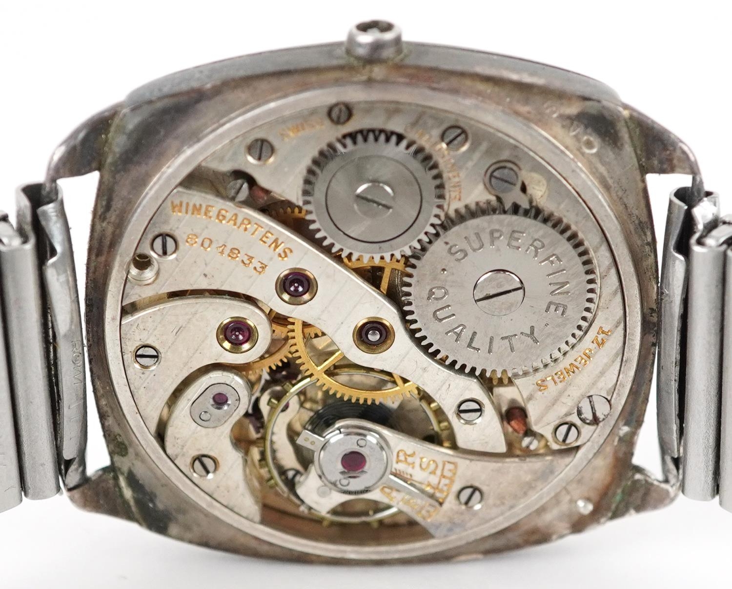 Winegartens, gentlemen's silver manual wind wristwatch having military type enamelled dial and - Image 5 of 6