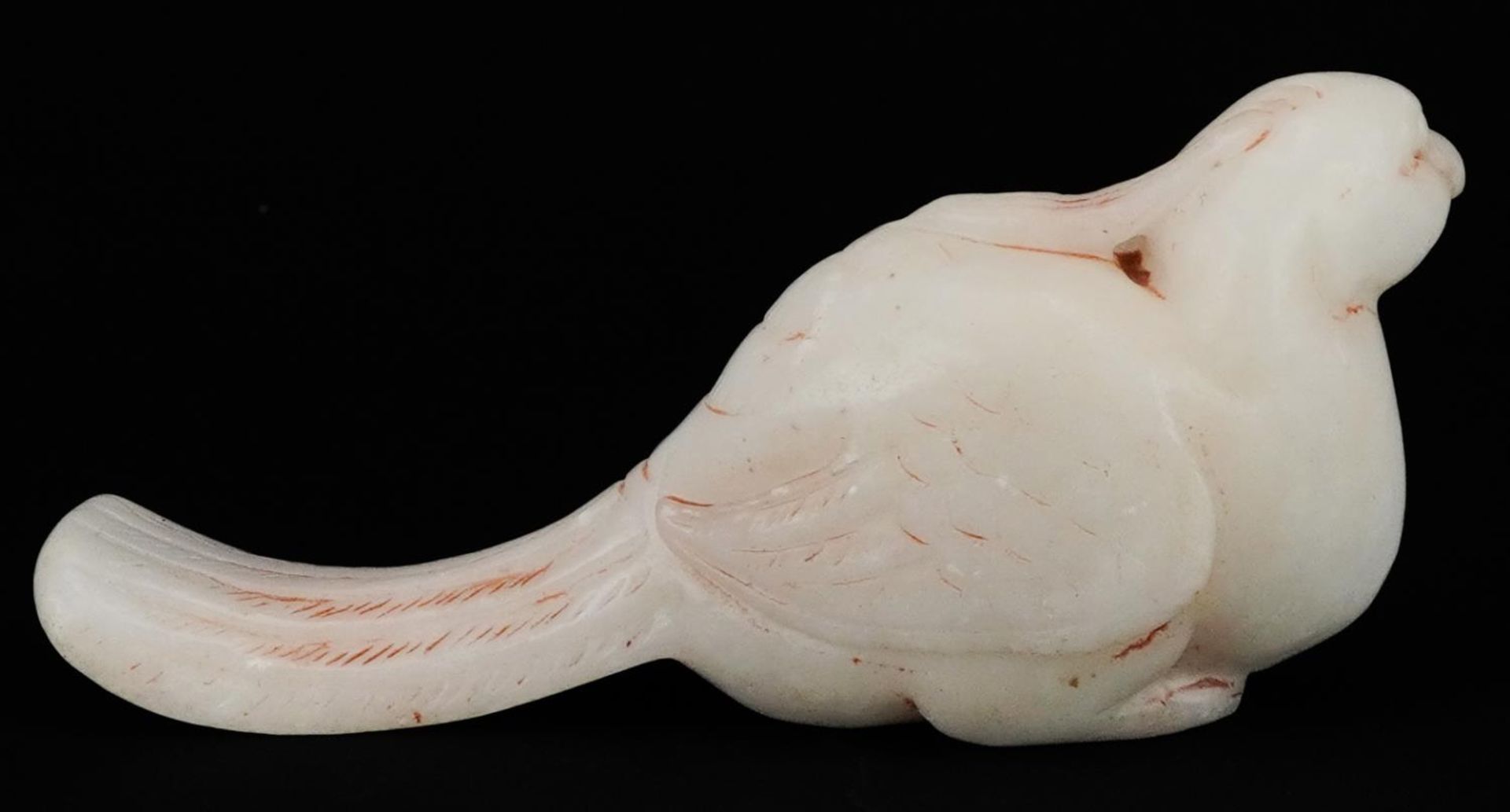 Indian white jade carving of a bird, 10.5cm in length - Bild 4 aus 7