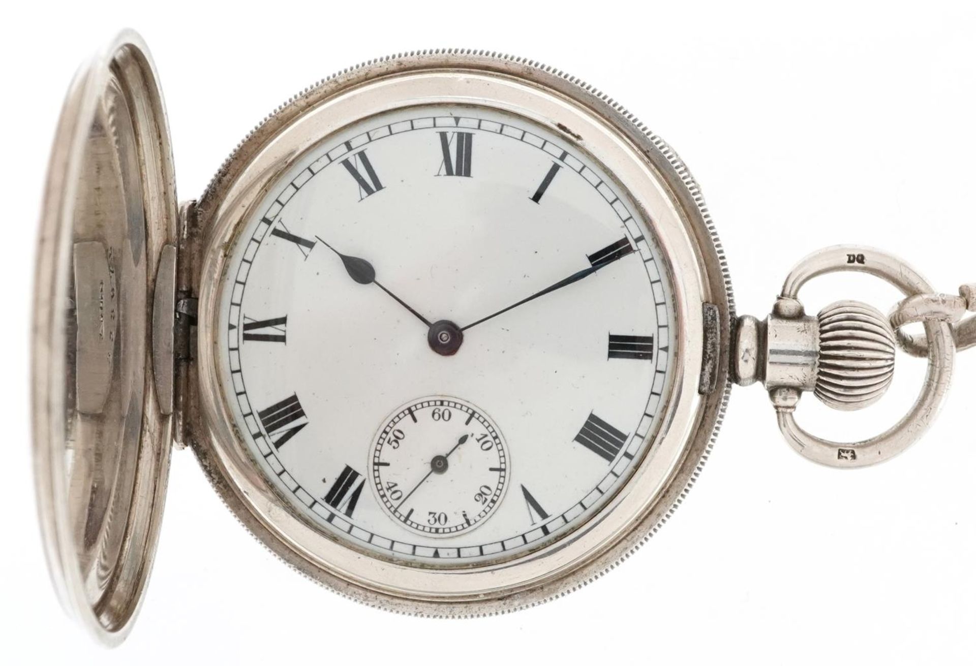 Equity Watch Co, George V gentlemen's silver keyless full hunter pocket watch having enamelled and - Bild 2 aus 7