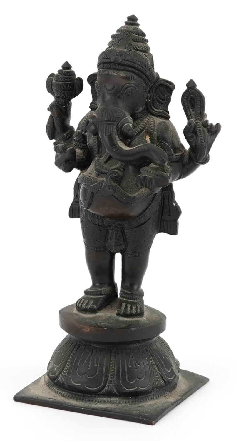 Indian patinated bronze statue of goddess Ganesha, 16cm high