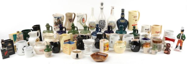 Extensive collection of breweriana interest advertising jugs and flagons including Jamieson,