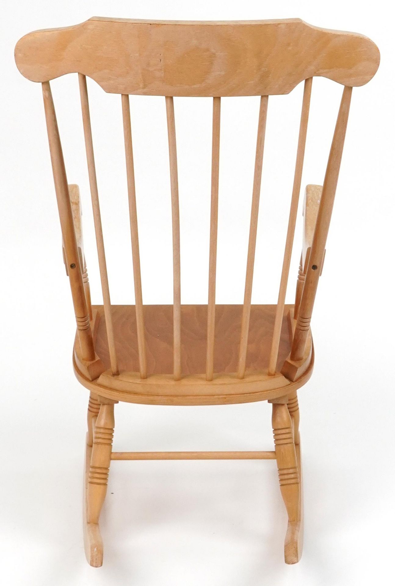 Lightwood rocking chair with check upholstered cushions, 102cm high - Image 5 of 5