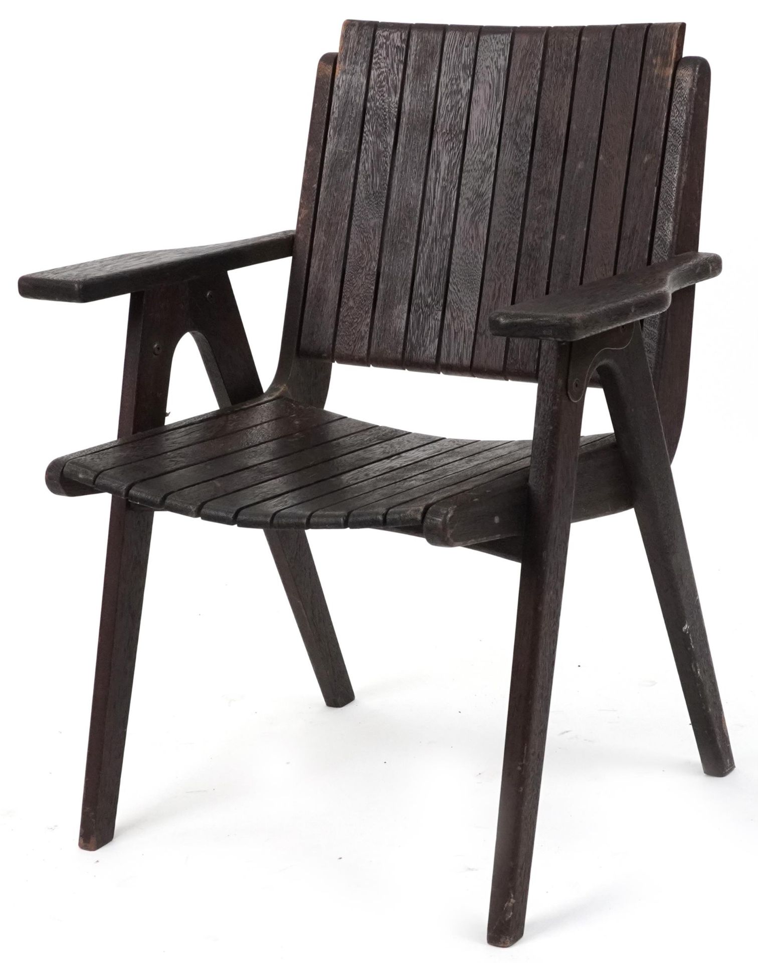 Autoban, stained teak slice chair, 81cm high