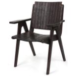 Autoban, stained teak slice chair, 81cm high