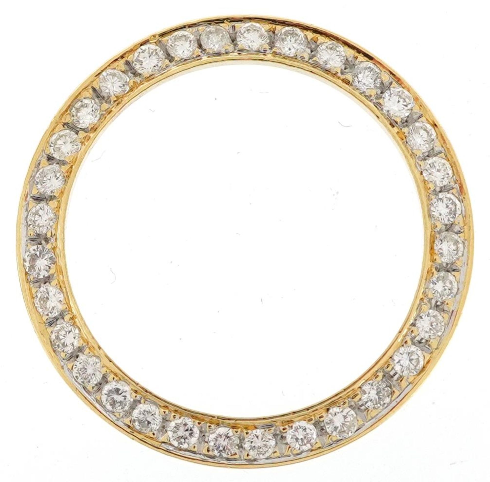 18ct gold diamond watch bezel, total diamond weight approximately 1.0 carat, 27.5mm in diameter