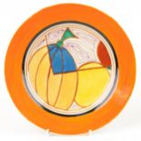 Clarice Cliff, Art Deco Fantastique Bizarre plate hand painted in the melon pattern, 17.5cm in