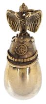 Silver gilt egg pendant in the form of a Russian helmet, impressed Russian marks to the suspension