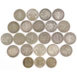 Twenty George V and later half crowns and three florins, 310g