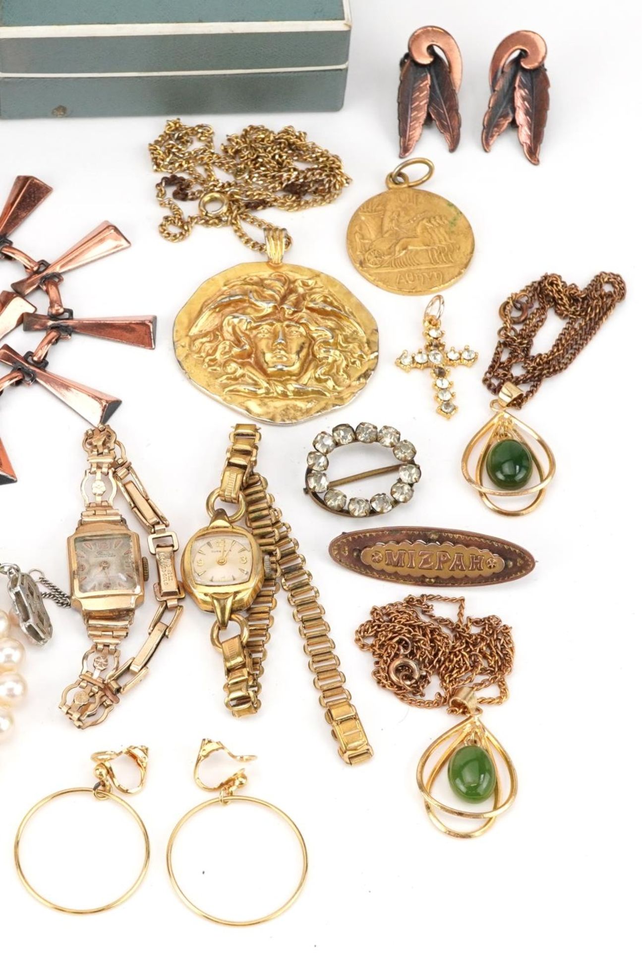 Antique and later jewellery and wristwatches including Victorian gold plated bracelet with love - Image 4 of 5