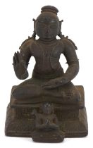 18th Century Chino Tibetan bronze buddha with raised hand, 6cms high, weight 196 grammes