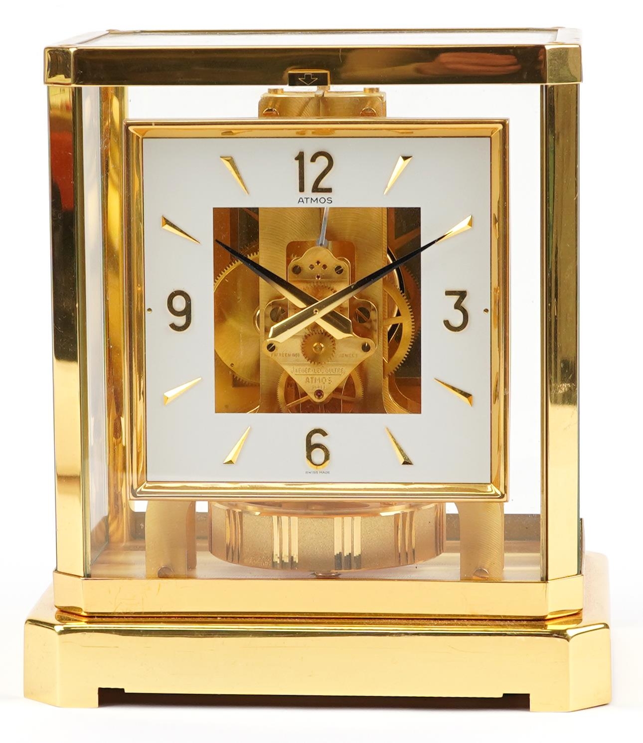 Jaeger LeCoultre brass cased Atmos clock with square dial having Arabic numerals, serial number - Image 2 of 5