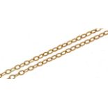 9ct gold fine chain link necklace, 46cm in length, 0.9g