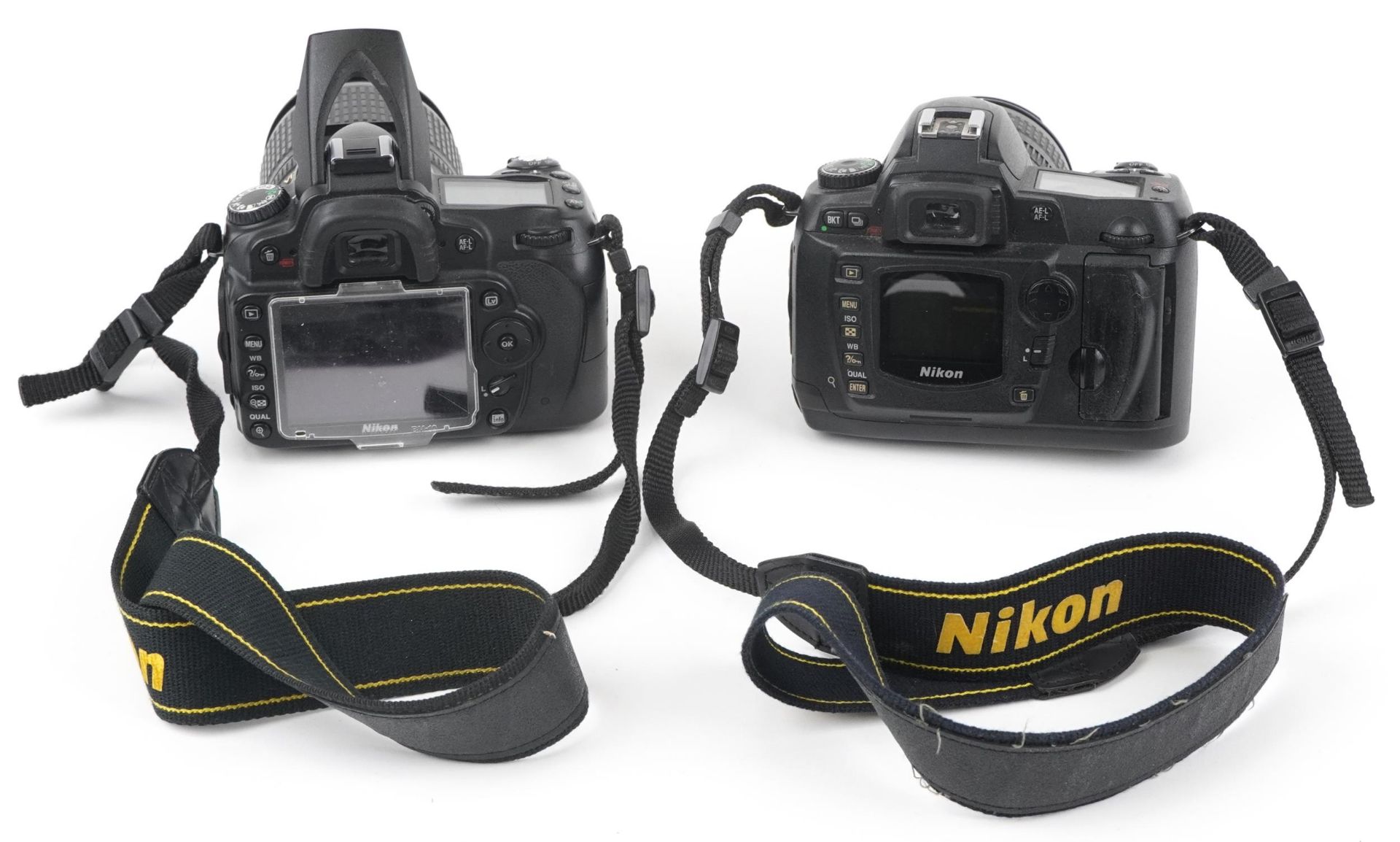 Two Nikon cameras with lenses comprising D 90 with Nikon DX AF-F Nikkor 18-105mm lens and D70 with - Bild 2 aus 2