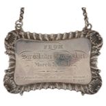 Sir Walter Scott interest George IV Scottish silver decanter label with presentation inscription