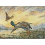 Eric Arnold Roberts Ennion 1918 - Mallards over water, early 20th century wildlife interest