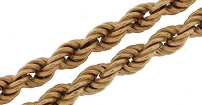 9ct gold rope twist necklace, 50cm in length, 4.9g