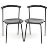 Manner of Calligaris, pair of contemporary metal framed hardwood bistro chairs, each 75cm high