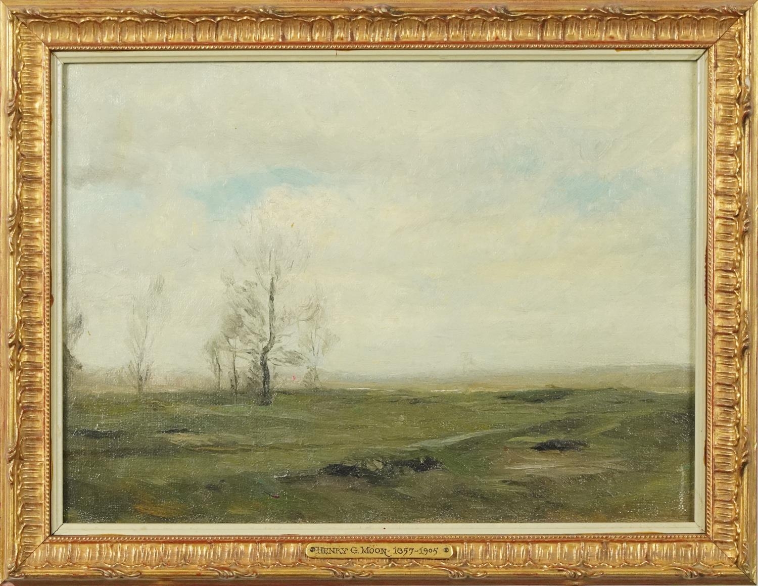 Henry George Moon - Rural landscape, 19th century English school oil on board, inscribed verso, - Image 2 of 5