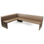 Contemporary Walter Knoll 290 corner seat bench settee with caffe latte leather upholstery, 77cm H x