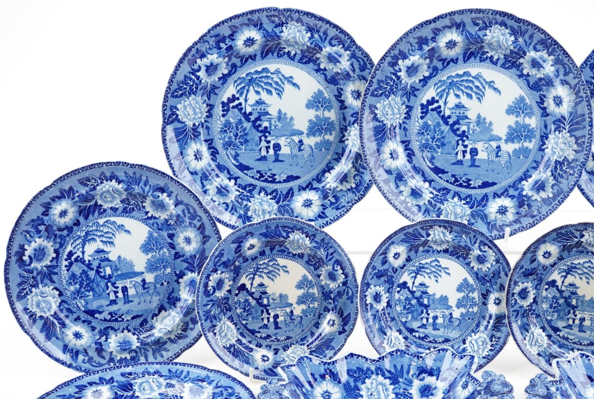 Rogers, Victorian pearlware decorated in the chinoiserie manner comprising pair of dishes with - Bild 2 aus 5