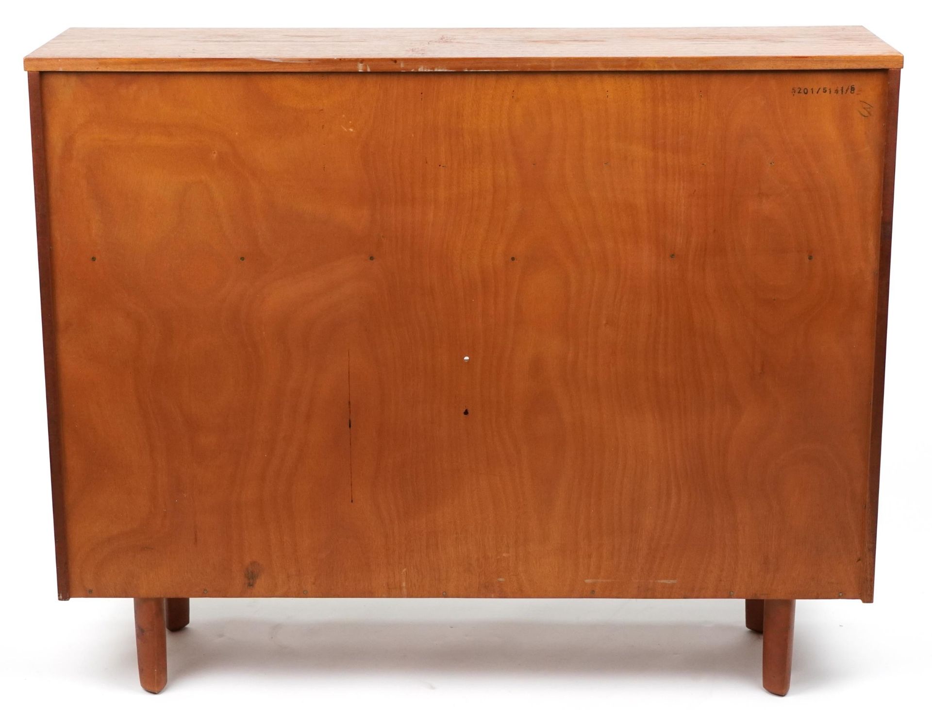 Avalon, mid century teak side cabinet fitted with a fall and two drawers above a pair of glass - Image 4 of 5