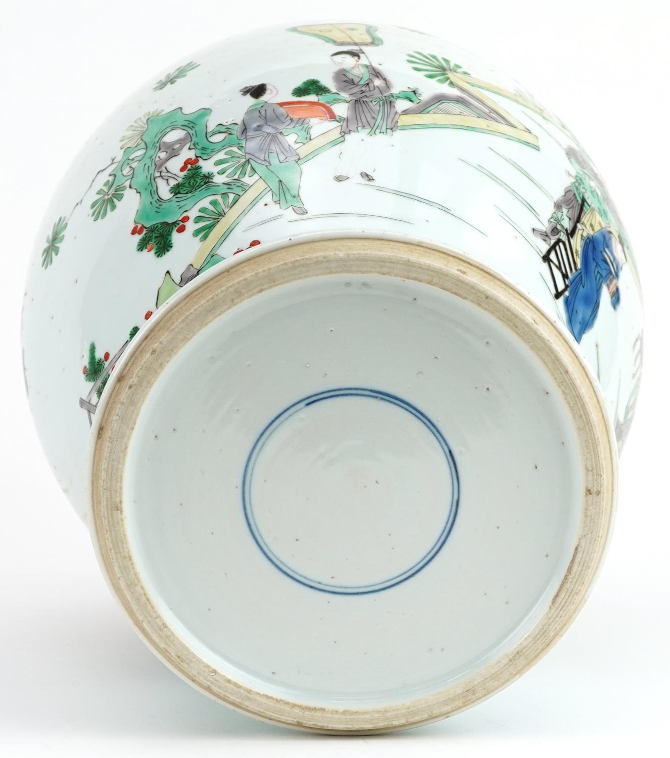 Chinese porcelain baluster vase hand painted in the famille verte palette with emperors and - Image 7 of 7
