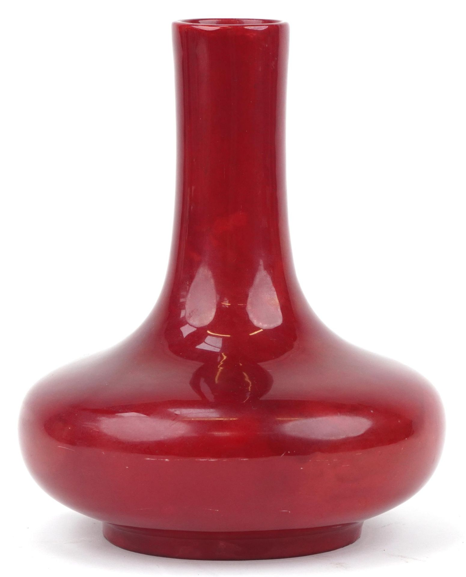 Large Bernard Moore red flambe vase, inscribed Bernard Moore to the base, numbered 1070, 25cm high