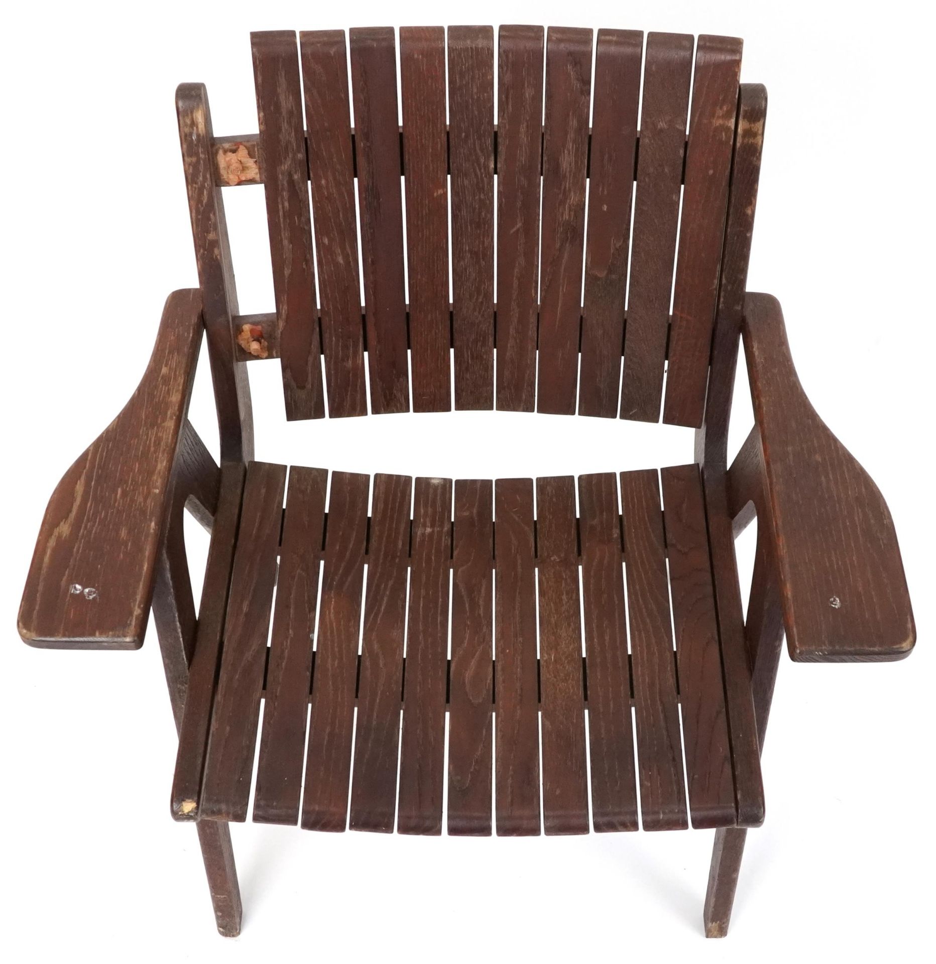 Autoban, stained teak slice chair, 81cm high - Image 3 of 4