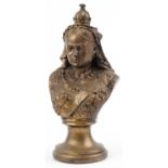 19th century style classical bronzed bust of Queen Victoria, 38.5cm high