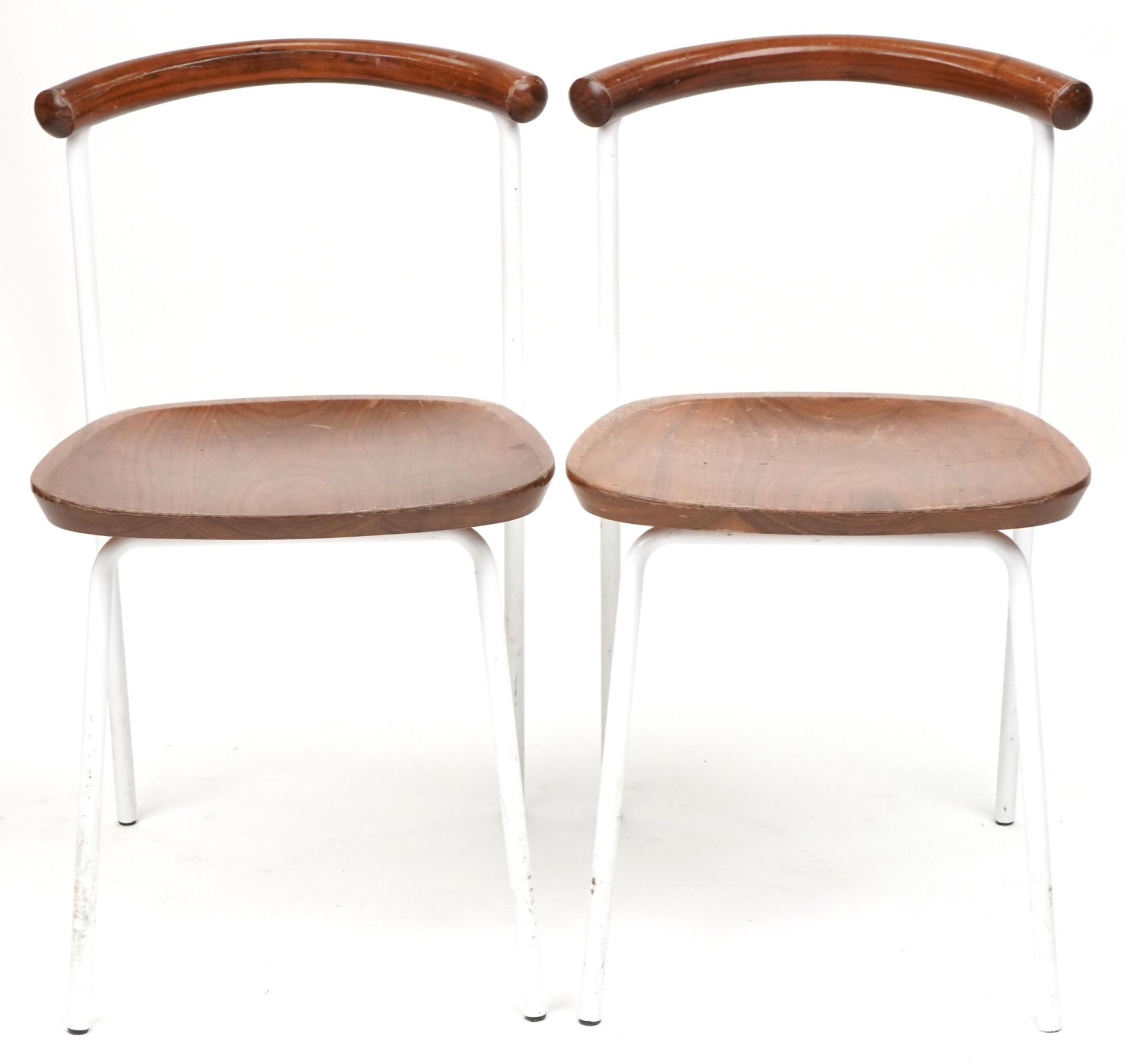 Manner of Calligaris, pair of contemporary metal framed hardwood bistro chairs, each 75cm high - Image 2 of 4